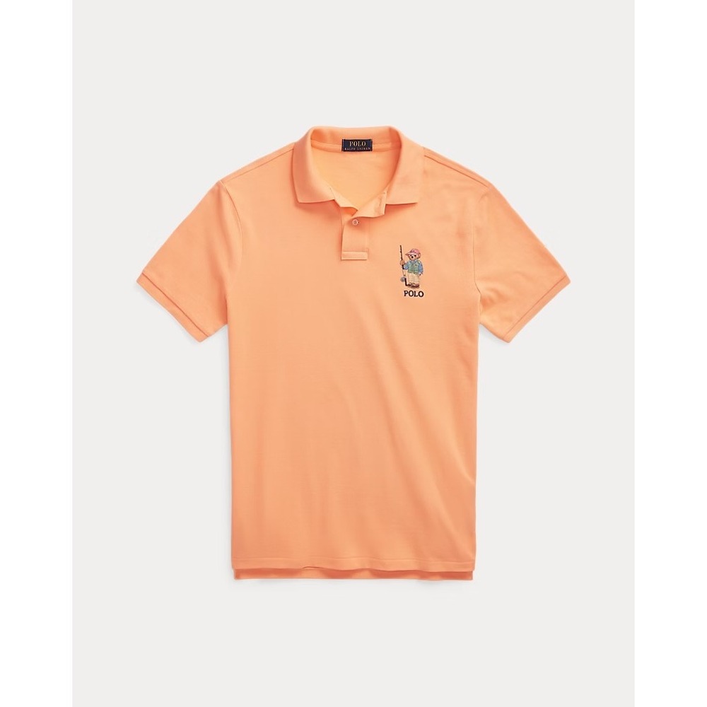 Polo Ralph Lauren Kids Orange Polo Bear Fishing Shirt Embroidered  L 14-16